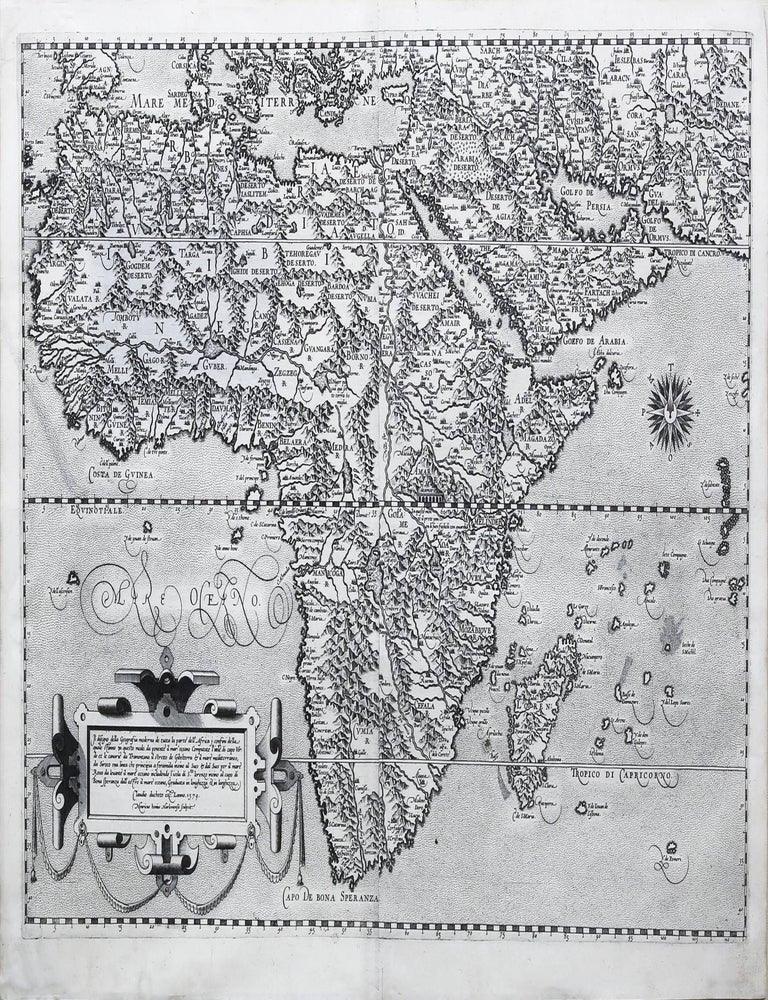 Item #6BD0009 Il disegno della Geografia moderna de tutta la parte dell' Africa. Claudio Duchetti, Henricus Honius.