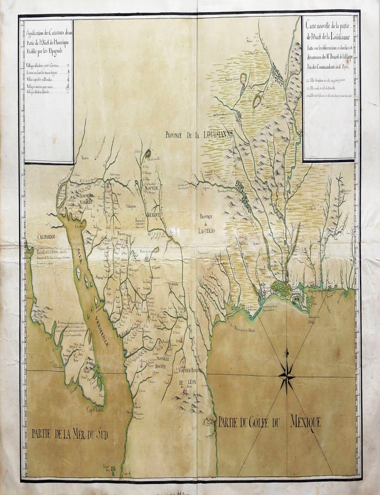 Carte nouvelle de la partie de l&rsquo;Ouest de la Lo&uuml;isianne faitte sur les observations, Jean-Baptiste B&eacute;nard de La Harpe.