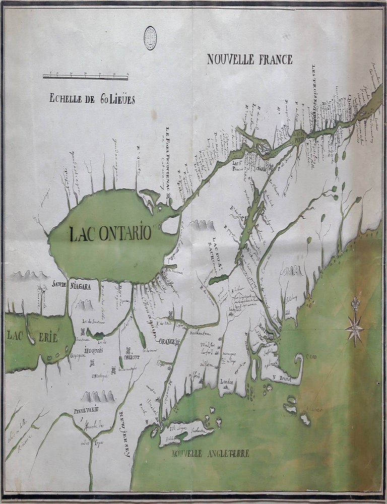 Item #6JLR0161 Manuscript map of Nouvelle France and New England (Nouvelle Angleterre). Jean-Baptiste de Couagne.