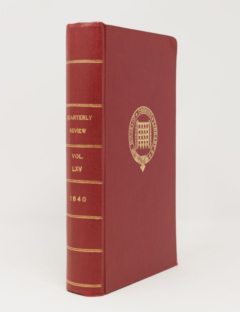 Item #GRM0005 The Quarterly Review. Vol. LXV. Published in December, 1839, & March, 1840. Charles Darwin, reviewed.