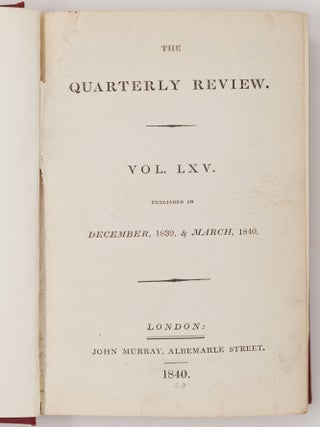 The Quarterly Review. Vol. LXV. Published in December, 1839, & March, 1840