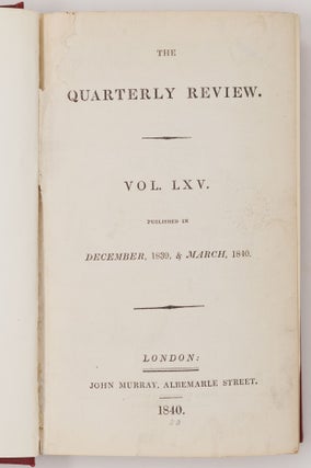 The Quarterly Review. Vol. LXV. Published in December, 1839, & March, 1840