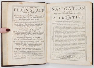 The mariners plain scale new plain'd: or, A treatise shewing the ample Uses of a Circle equally divided, or of a Line of chords and equal Parts, Divided into Three Books or Parts. Being contrived to be had either alone, or with the other Parts. I. The first containing Geometrical Rudiments, and shewing the Uses of a Line of Chords. . . II. The second shewing the Uses of a Line of Chords, in resolving all the Cases of Spherical Triangles, by Projecting the Sphere Orthographically. . . III. The third part shewing the Uses of a Line of Chords, in resolving all the Cases of Spherical Triangles Stereographically that is on the Circular Projection with Dyalling, from three Shadows of a Gnomon on a regular Flat, or by two Shadows, &c. . .