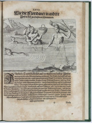 Der ander Theil, der Newlich erfundenen Landtschafft Americæ, Von dreyen Schiffahrten, so die Franzosen in Floridam (die gegen Nidergang gelegen) gethan. Eine vnter dem Hauptmañ H. Laudonniere, Anno 1564. Die ander vnter H. Ribald 1565. Die dritte, vnter H. Guerguesio 1567. geschehen. Mit Beschreibung und lebendiger Contrafactur, dieser Prouinze, Gestalt, Sitten vnd Gebräuch der Wilden, Durch Jacob Le Moyne, sonst Morges genannt, der alles selbst gesehen, vnd deßhalben fürnemlich in diese Landtschafft verschickt worden. Auß dem Französischen in Latein beschrieben, durch C. C. A. Vnd jetzt auf dem Latein in Teutsch bracht, durch den Ehrwirdigen H. Oseam Halen. . .