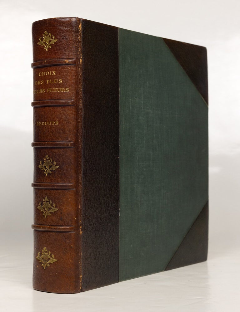 Item #GRM0082 Choix des plus belles fluers et des plus beaux fruits par P.J. Redout&eacute; chevalier de la L&eacute;gion d&rsquo;Honneur, peintre et professeur d&rsquo;iconographie au Mus&eacute;e d&rsquo;Histoire Naturelle, dessinateur en titre de la classe de physique et math&eacute;matiques de l&rsquo;Institut, membre de la Soci&eacute;t&eacute; Philotechnique et des Enfans d&rsquo;Apollon, de celle d&rsquo;agriculture du d&eacute;partement de seine-et-oise, membre correspondant de la Soci&eacute;t&eacute; Royale d&rsquo;Agriculture et de botanique de la ville de Gand, associ&eacute; honoraire de la Soci&eacute;t&eacute; de Gen&egrave;ve, membre correspondant de celle dite Horticulturale de Londres, etc. Pierre-Joseph Redoute.