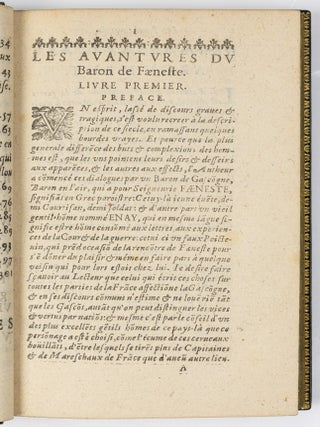 Les avantures du Baron de F&aelig;neste. Comprinses en quatre Parties. Les trois premieres reveues, augmentees, & distinguees par Chapitres. Ensemble la quatriesme partie nouvellement mise en lumiere. Le tout par le mesme Autheur