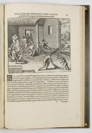 Americæ pars quinta. Nobilis & admiratione plena Hieronymi Bezoni Mediolanensis Hia: secundæ sectionis Hispanorum, tum in Nigrittas seruos suos, tum in Indos crudelitatem, Gallorumq piratarū de Hispanis toties reporata spolia; Aduentū item Hispanorū in Novam Indiæ continentis Hispaniam, eorumq, contra incolas eius regionis sæuitiam explicans. Addita ad singula sere Capira scholia, in quibus res Indiæ luculenter exponuntur. Accessit præterea Tabula Chorographica Novæ Hispaniæ in India Occidentali.