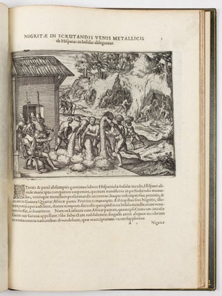 Americ&aelig; pars quinta. Nobilis & admiratione plena Hieronymi Bezoni Mediolanensis Hia: secund&aelig; sectionis Hispanorum, tum in Nigrittas seruos suos, tum in Indos crudelitatem, Gallorumq piratarū de Hispanis toties reporata spolia; Aduentū item Hispanorū in Novam Indi&aelig; continentis Hispaniam, eorumq, contra incolas eius regionis s&aelig;uitiam explicans. Addita ad singula sere Capira scholia, in quibus res Indi&aelig; luculenter exponuntur. Accessit pr&aelig;terea Tabula Chorographica Nov&aelig; Hispani&aelig; in India Occidentali.