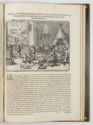 Americ&aelig; pars quinta. Nobilis & admiratione plena Hieronymi Bezoni Mediolanensis Hia: secund&aelig; sectionis Hispanorum, tum in Nigrittas seruos suos, tum in Indos crudelitatem, Gallorumq piratarū de Hispanis toties reporata spolia; Aduentū item Hispanorū in Novam Indi&aelig; continentis Hispaniam, eorumq, contra incolas eius regionis s&aelig;uitiam explicans. Addita ad singula sere Capira scholia, in quibus res Indi&aelig; luculenter exponuntur. Accessit pr&aelig;terea Tabula Chorographica Nov&aelig; Hispani&aelig; in India Occidentali.