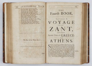 A Journey into Greece, by George Wheler Esq; In Company of Dr Spon of Lyons. In Six Books. Containing I. A Voyage from Venice to Constantinople. II. An Account of Constantinople and the Adjacent Places. III. A Voyage through the Lesser Asia. IV. A Voyage from Zant through several Parts of Greece to Athens. V. An Account of Athens. VI. Several Journeys from Athens, into Attica, Corinth, Boeotia, &c. With variety of Sculptures. BOUND WITH The history of the city and state of Geneva, From its First Foundation to this present Time. Faithfully Collected from several Manuscripts of Jacobus Gothofredus, Monsieur Chorier, and Others. By Isaac Spon, doctor of physick, and one of the fellows of the colledge of Lyons. . .
