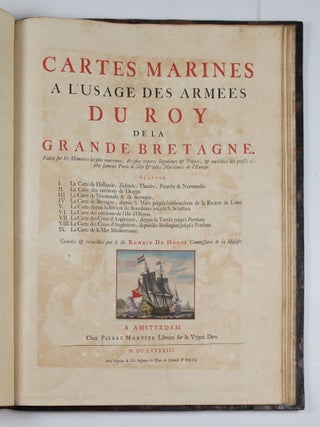 Le Neptune Fran&ccedil;ois, ou atlas nouveau des cartes marines. Lev&eacute;es et grav&eacute;es par ordre expr&eacute;s dur Roy. Pour l'usage de ses arm&eacute;es de Mer. Dans lequeul on voit la description exacte de toutes les C&ocirc;tes de la Mer Oceane, & de la Mer Baltique depuis la Norwege jusques au Detroit de Gibraltar. O&ugrave; sont exactement marqu&eacute;es les routes qu'il faut tenir, les Bancs de sables, Rochers & Brasses d'eau; & generalement tout ce qui concerne la Navigation. Le tout fait sur les observations & l'experience des plus habiles Ingenieurs & Pilotes. Reveu & mis en ordre par les Sieurs Pene, Cassini & autres BOUND WITH Cartes Marines a l'usage des arm&eacute;es du roy de la Grande Bretagne. Faites sur les Memoires les plus nouveaux, des plus experts Ingenieurs & Pilotes, & enrichies des profils des plus fameux Ports de Mer & villes Maritimes de l'Europe. . .