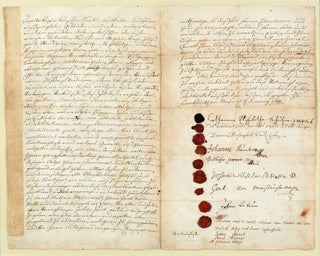 Manuscript letter of attorney transferring agency of the Frankfurt Land Company from Francis Daniel Pastorius to Daniel Falkner, Johannes Kelpius and Johannes Jawert. Frankfurt-am-Main: 24 January 1700.