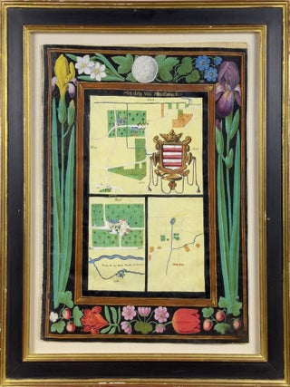 Item #JLR0425 Folium from the Album d'Authal of Charles de Croÿ, with painted views of, inter...