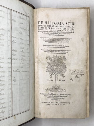 De historia stirpium commentarii insignes, maximis impensis et vigiliis elaborati, adiectis earundem vivis plusquam quingentis imaginibus, nunquam antea ad natur&aelig; imitationem artificiosius effictis & expressis, Leonharto Fuchsio medico hac nostra &aelig;tate long&egrave; clarissimo, autore. . .