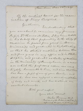 Item #JLR0495 Autograph letter signed. Usher Parsons