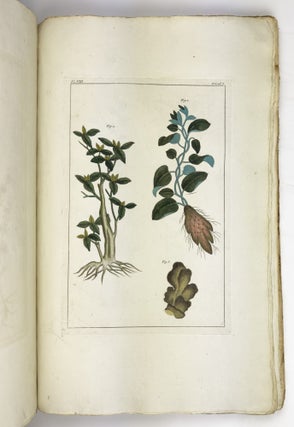 Herbier ou collection des plantes medicinales de la Chine D'après un Manuscrit peint et unique qui se trouve dans la Bibliotheque de l'Empereur de la Chine, pour servir de suitte a la collection des fleurs qui se cultivent dans les Jardins de la Chine et de l'Europe. Dirigé par les Soins de M.r Buc'hoz, Médecin de Monsieur
