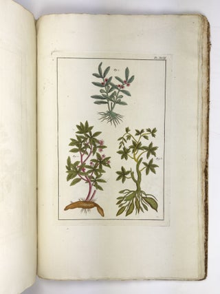 Herbier ou collection des plantes medicinales de la Chine D'apr&egrave;s un Manuscrit peint et unique qui se trouve dans la Bibliotheque de l'Empereur de la Chine, pour servir de suitte a la collection des fleurs qui se cultivent dans les Jardins de la Chine et de l'Europe. Dirig&eacute; par les Soins de M.r Buc'hoz, M&eacute;decin de Monsieur