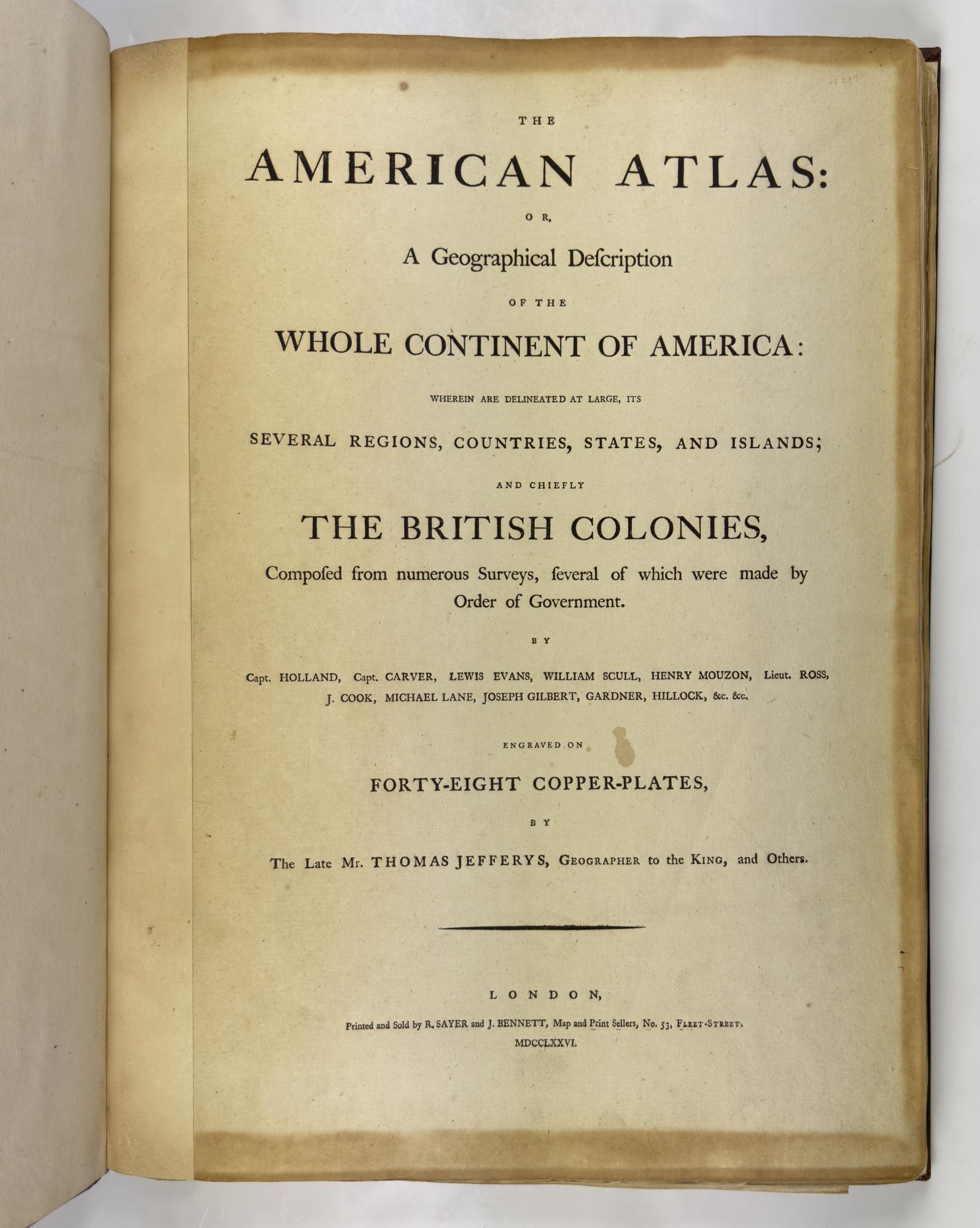 The title-page of the 1776 Jefferys American Atlas