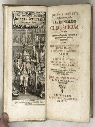 Joannis Sculteti Physici Ulmensis olim felicissimi Armamentarium Chirurgicum, Olim auctum Triginta novem Tabulis, tam veteres quam recentiores machines & operationes exhibentibus; Nec non observationum medico-chirurgicarum centuria collecta a Joh. Baptista a Lamzweerde, Ph. & Med. Doct. & observationibus Petri Hadriani F. Verduin, Studio Johannis Tilingii M. D. editis. Nunc vero In meliorem ordinem redactum, ab innumeris mendis expurgatum, & locupletissimo indice provisum studio Johan. Christophori de Spr&ouml;gel, Med. Doc. & Membri Acad. Nat. Curios. Nymphodorus dicti