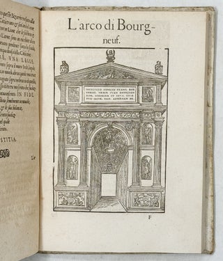 La Magnifica et triumphale entrata del Christianiss. Re di Francia Henrico secondo di questo nome fatta nella novile & antiqua Città di Lyone à luy & à la sua serenissima consorte Chaterina alli 21. di Septemb. 1548. Colla particulare descritione della Comedia che fece recitare la Natione Fiorentina à richiesta di sua Maesta Christianißima