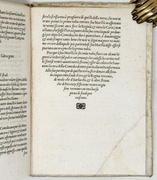 La Magnifica et triumphale entrata del Christianiss. Re di Francia Henrico secondo di questo nome fatta nella novile & antiqua Città di Lyone à luy & à la sua serenissima consorte Chaterina alli 21. di Septemb. 1548. Colla particulare descritione della Comedia che fece recitare la Natione Fiorentina à richiesta di sua Maesta Christianißima
