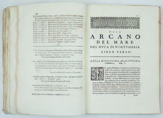 Dell'arcano del mare, di D. Ruberto Dudleo duca di Nortumbria, e conte di Warvich, libri sei; Nel primo de' quali si tratta della Longitudine praticabile in diversi modi, d'invenzione dell'Autore, Nel Secondo, delle Carte sue generali, e de' Portolani rettificati in Longitudine, e Latitudine, Nel Terzo, della Disciplina sua Marittima, e Militare. Nel Quarto, dell'Architettura sua Nautica di Vascelli da guerra, Nel Quinto, della navigazione scientifica, e perfetta, cioè Spirale, ò di gran Circoli, Nel Sesto, delle Carte sue Geografiche, e Particolare. Al serenissimo Ferdinando Secondo gran duca di Toscana suo Signore