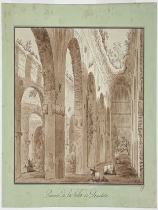 Six ink-and-wash paintings over etched lines from his series "Journ&eacute;es pittoresques des &eacute;difices antiques dans les environs de Rome"