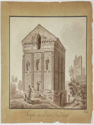 Six ink-and-wash paintings over etched lines from his series "Journ&eacute;es pittoresques des &eacute;difices antiques dans les environs de Rome"