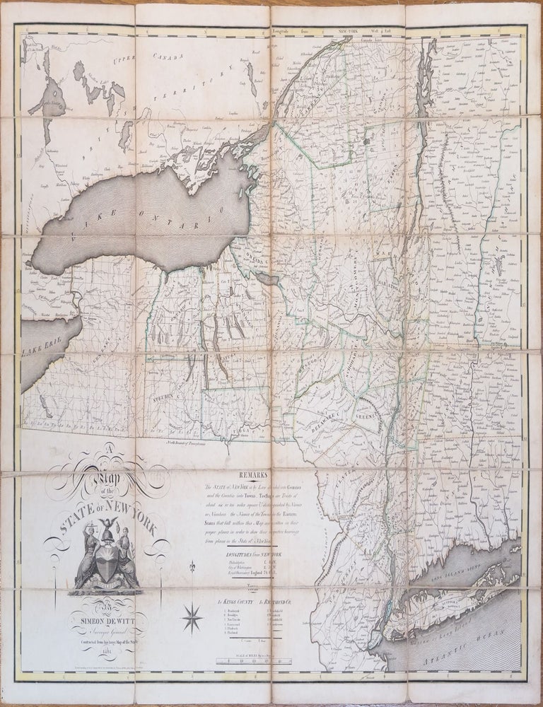 Item #JLR0587 A Map of the State of New York by Simeon De Witt Surveyor General Contracted from his large Map of the State. Simeon De Witt.