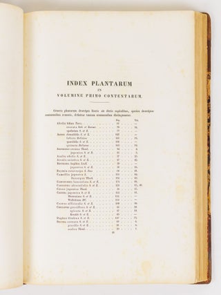 Flora japonica sive plantae, quas in imperio japonico collegit, descripsit, ex parte in ipsis locis pingendas curavit Dr. Ph. Fr. De Siebold, ordinis Regii Leonis belgici, coronae civilis bavaricae, imperialis russici S. Wladimiri Quartae classis eques, plurium academiarum societatumque doctarum sodalis. Regis auspiciis edita. Sectio prima continens plantas ornatui vel usui inservientes. Digessit Dr. J.G. Zuccarini, botanices oecon. et saltuar. in Univ. Maximil. Ludov. professor p. o., Academiae Reg. Monac. aliarumque societ. doct. sodalis. Centuria prima