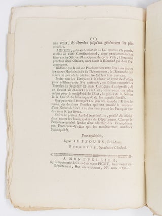 Loi constitution fran&ccedil;aise, Donn&eacute;e &agrave; Paris, le 14 September 1791 BOUND WITH Loi Relative &agrave; la proclamation de la Loi Constitutionnelle AND WITH Extrait du proc&egrave;s-verbal des s&eacute;ances du Directoire du Departement de l'Herault, Du Mercredi 28 September mil sept cent quatre-vingt-onze