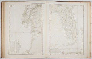 Neptune Americo-Septentrional Contenant les Côtes, Îles et Bancs, les Baies, Ports, et Mouillages, et les Sondes des Mers de cette partie du Monde, depuis le Groenland inclusivement, jusques et compris le Golfe du Mexique avec les îles de Sous-le-vent et du Vent, accompagné de Plans particuliers des Ports les flus fréquentés. Ou Recueil de cartes hydrographiques à l'usage des Vaißeaux du Roi, Rédigé d'après les Cartes Françoises et Etrangeres les plus estimées; Rectifié d'après des Plans Manuscrits authentiques, et aßujetti aux Observations astronomiques Dreßé au Dépôt Général des Cartes, Plans et Journaux de la Marine, et publié par ordre du Roi