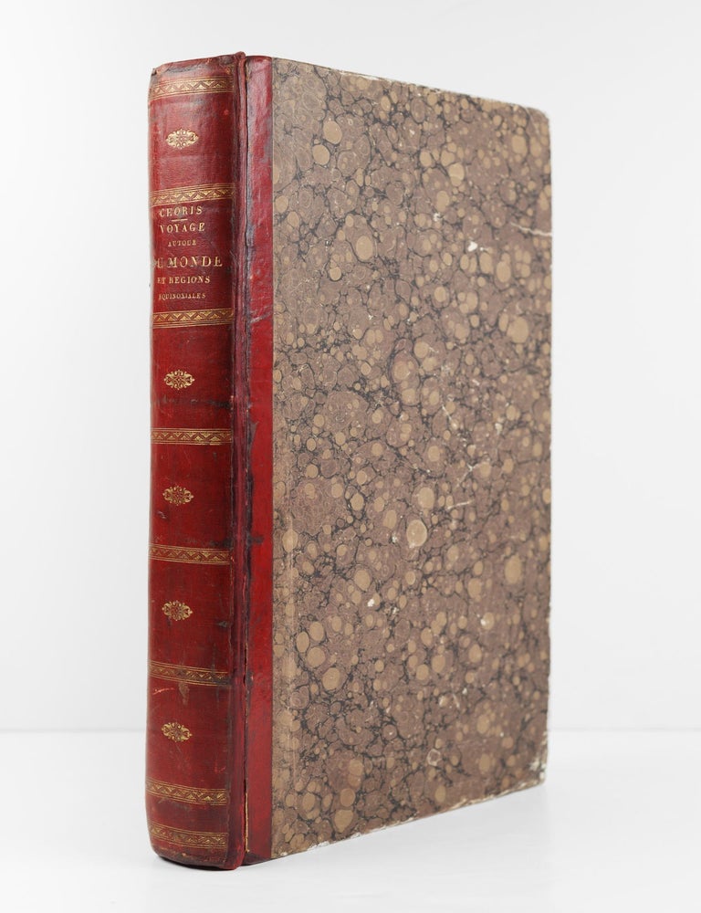 Item #JLR0642 Voyage pittoresque autour du monde, avec des portraits de sauvages d'Am&eacute;rique, d'Asie, d'Afrique, et des iles du Grand Ocean; des paysages, des vues maritimes, et plusieurs objets d'histoire naturelle; Accompagn&eacute; de Descriptions par M. le Baron Cuvier, et M. A. de Chamisso, et d'Observations sur les cr&acirc;nes humains par M. le Docteur Gall. Par M. Louis Choris, Peintre BOUND WITH Vues et paysages des R&eacute;gions &Eacute;quinoxiales, recueillis dans un voyage autour du monde, par Louis Choris avec une introduction et un texte explicatif. Louis Choris.
