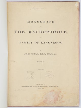 A monograph of the macropodid&aelig; or family of kangaroos. By John Gould, F.L.S., F.Z.S., &c.