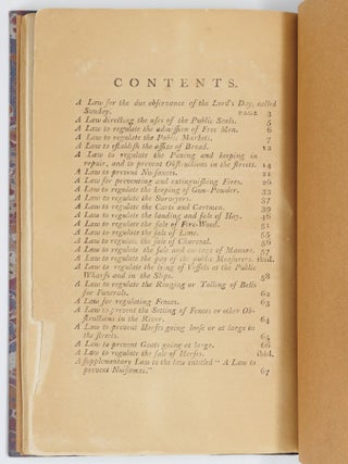 Laws and ordinances, ordained and established by the Mayor, Aldermen and Commonalty of the City of New-York, in common council convened; for the Good RULE and GOVERNMENT of the inhabitants and residents of the said city. Passed and Published the first day of May, 1797, in the eighth year of the Mayoralty of Richard Varick, Esquire