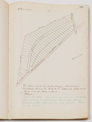 Illustrated manuscript real estate ledger for New York, New Jersey, Colorado, Missouri, Illinois etc.