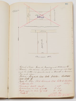 Illustrated manuscript real estate ledger for New York, New Jersey, Colorado, Missouri, Illinois etc.