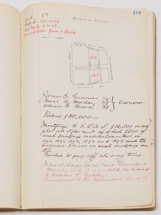 Illustrated manuscript real estate ledger for New York, New Jersey, Colorado, Missouri, Illinois etc.
