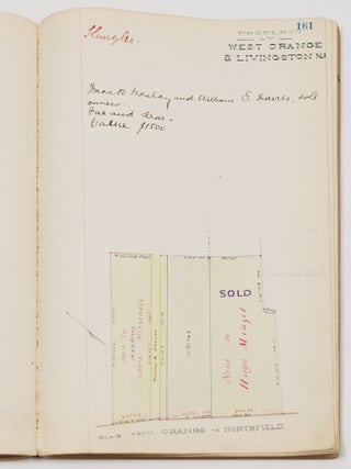 Illustrated manuscript real estate ledger for New York, New Jersey, Colorado, Missouri, Illinois etc.