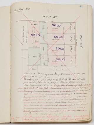 Illustrated manuscript real estate ledger for New York, New Jersey, Colorado, Missouri, Illinois etc.