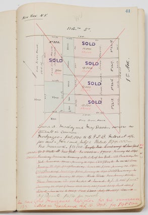 Illustrated manuscript real estate ledger for New York, New Jersey, Colorado, Missouri, Illinois etc.
