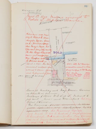 Illustrated manuscript real estate ledger for New York, New Jersey, Colorado, Missouri, Illinois etc.