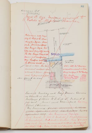 Illustrated manuscript real estate ledger for New York, New Jersey, Colorado, Missouri, Illinois etc.