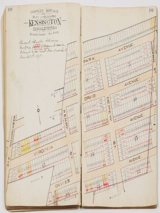Illustrated manuscript real estate ledger for New York, New Jersey, Colorado, Missouri, Illinois etc.