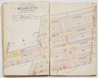 Illustrated manuscript real estate ledger for New York, New Jersey, Colorado, Missouri, Illinois etc.