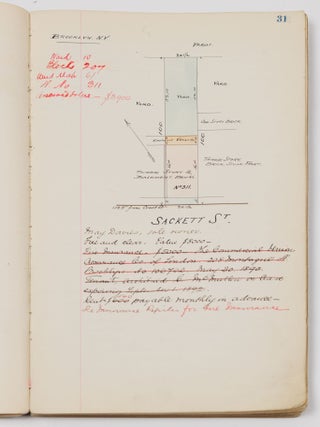 Illustrated manuscript real estate ledger for New York, New Jersey, Colorado, Missouri, Illinois etc.