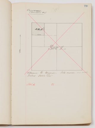 Illustrated manuscript real estate ledger for New York, New Jersey, Colorado, Missouri, Illinois etc.