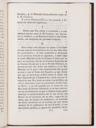 Real cedula de S.M. y se&ntilde;ores del consejo, en que se manda observar y guardar el Tratado de Amistad, L&iacute;mites y Navegacion concluido y ratificado entre su Real Persona y los Estados Unidos de Am&eacute;rica