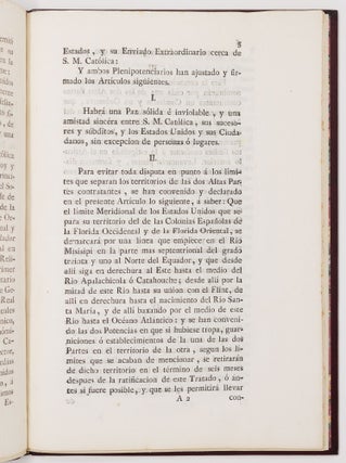 Real cedula de S.M. y señores del consejo, en que se manda observar y guardar el Tratado de Amistad, Límites y Navegacion concluido y ratificado entre su Real Persona y los Estados Unidos de América