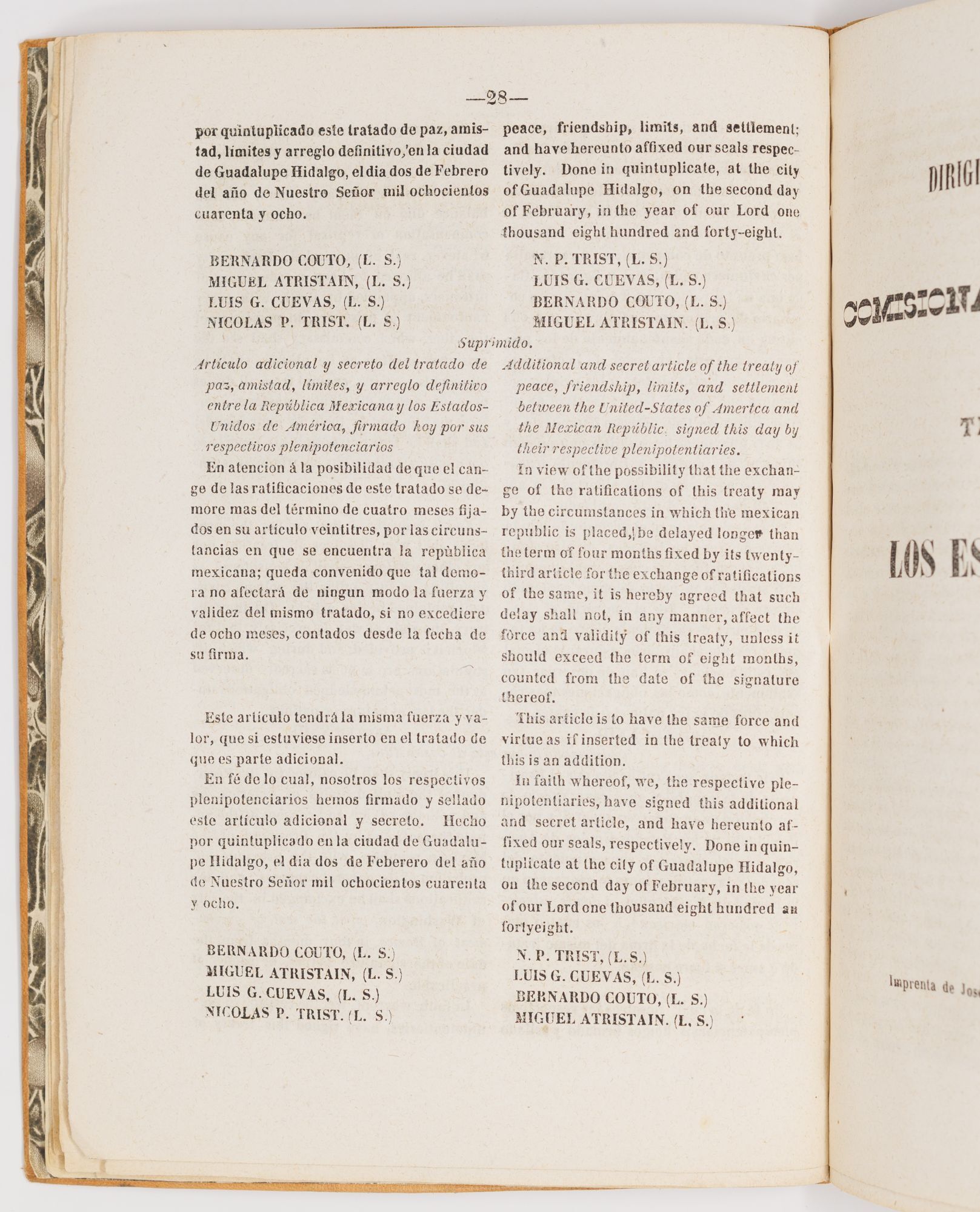 The signatures concluding the 1848 Treaty of Guadalupe Hidalgo